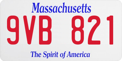 MA license plate 9VB821