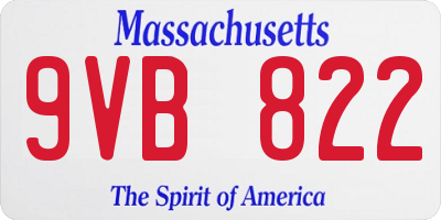 MA license plate 9VB822
