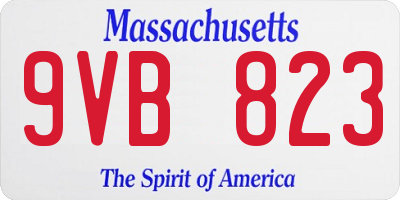 MA license plate 9VB823