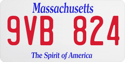 MA license plate 9VB824