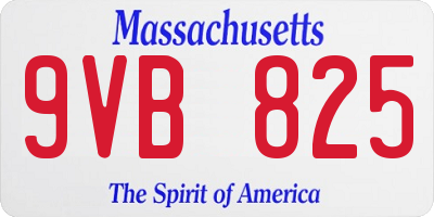 MA license plate 9VB825