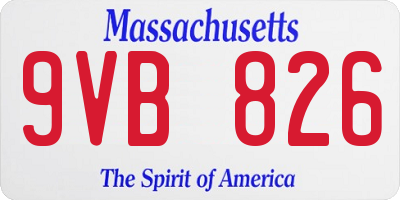 MA license plate 9VB826