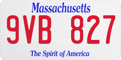 MA license plate 9VB827