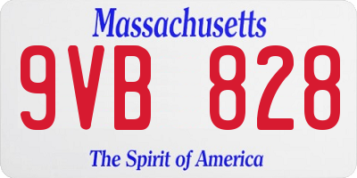 MA license plate 9VB828