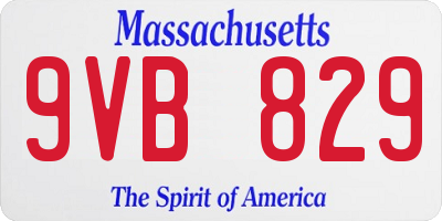 MA license plate 9VB829