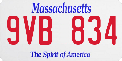 MA license plate 9VB834