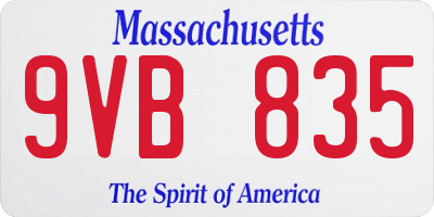 MA license plate 9VB835