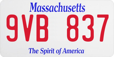 MA license plate 9VB837