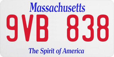 MA license plate 9VB838