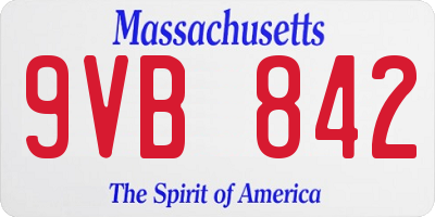 MA license plate 9VB842