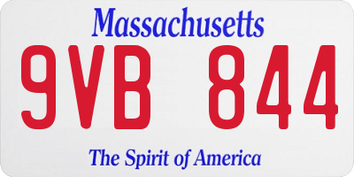 MA license plate 9VB844