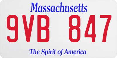 MA license plate 9VB847