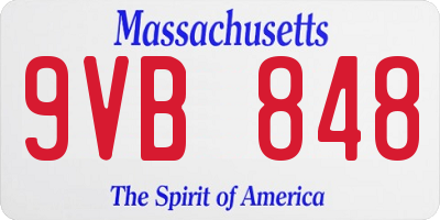 MA license plate 9VB848