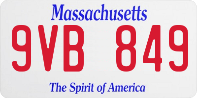 MA license plate 9VB849