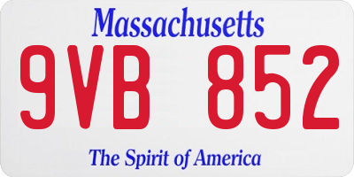 MA license plate 9VB852