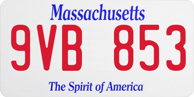 MA license plate 9VB853