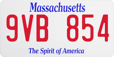 MA license plate 9VB854