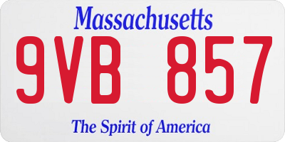 MA license plate 9VB857