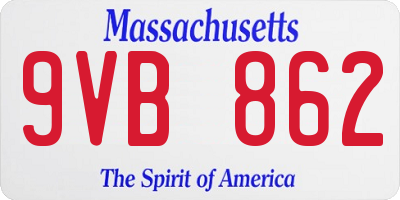 MA license plate 9VB862