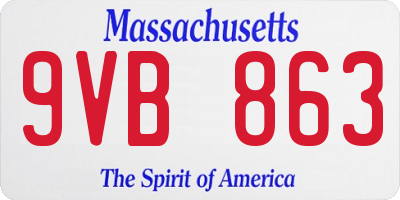 MA license plate 9VB863