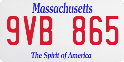 MA license plate 9VB865