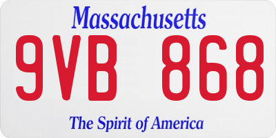 MA license plate 9VB868