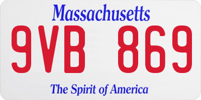 MA license plate 9VB869