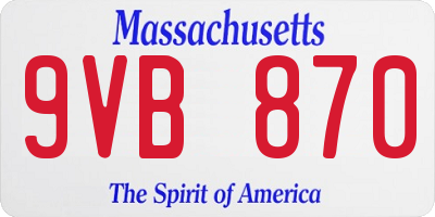 MA license plate 9VB870