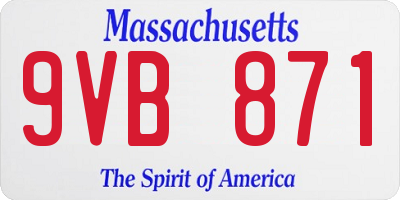 MA license plate 9VB871