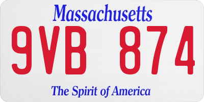 MA license plate 9VB874