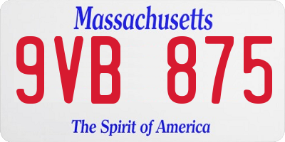 MA license plate 9VB875