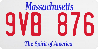 MA license plate 9VB876