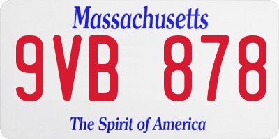 MA license plate 9VB878