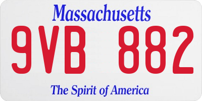 MA license plate 9VB882