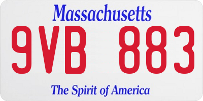 MA license plate 9VB883