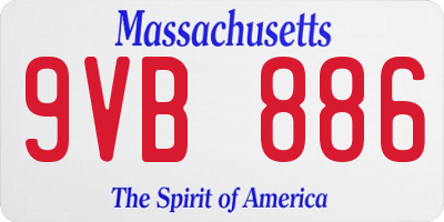 MA license plate 9VB886