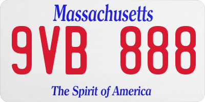 MA license plate 9VB888