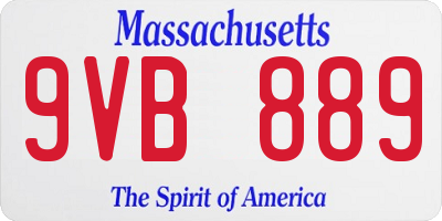 MA license plate 9VB889