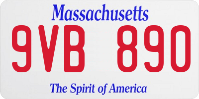 MA license plate 9VB890