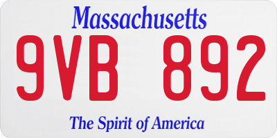 MA license plate 9VB892