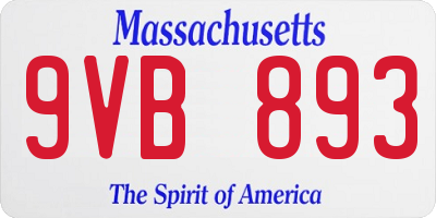 MA license plate 9VB893