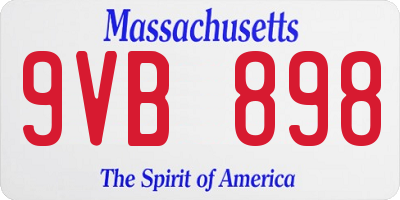 MA license plate 9VB898