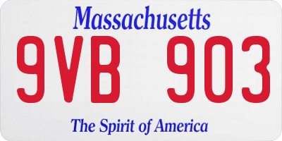 MA license plate 9VB903