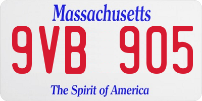 MA license plate 9VB905