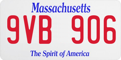MA license plate 9VB906