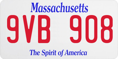 MA license plate 9VB908