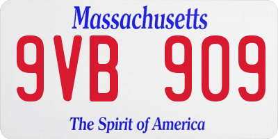 MA license plate 9VB909