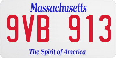 MA license plate 9VB913