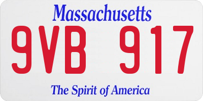 MA license plate 9VB917