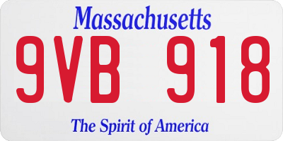 MA license plate 9VB918